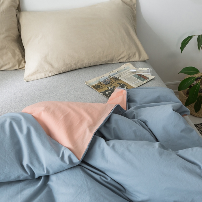 91家纺网 家纺一手货源 找家纺 蓝巢家纺 水洗棉全棉单品系列被套 浅蓝粉