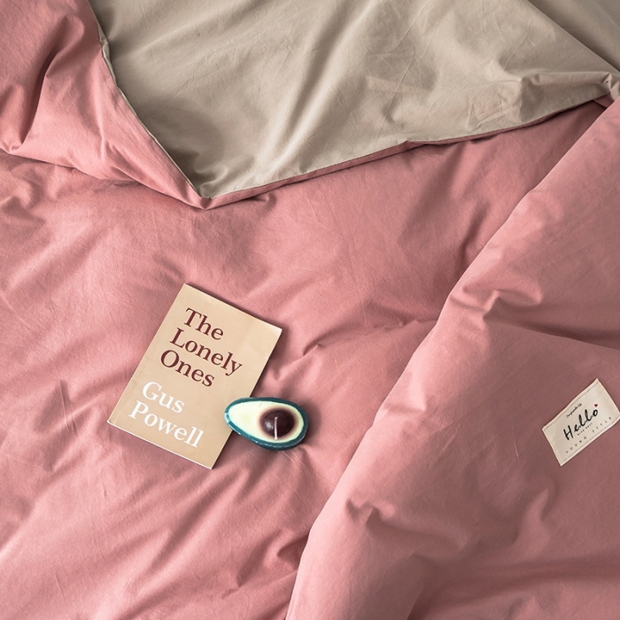 91家纺网 家纺一手货源 找家纺 蓝巢家纺 水洗棉全棉单品系列被套 珊瑚红卡其