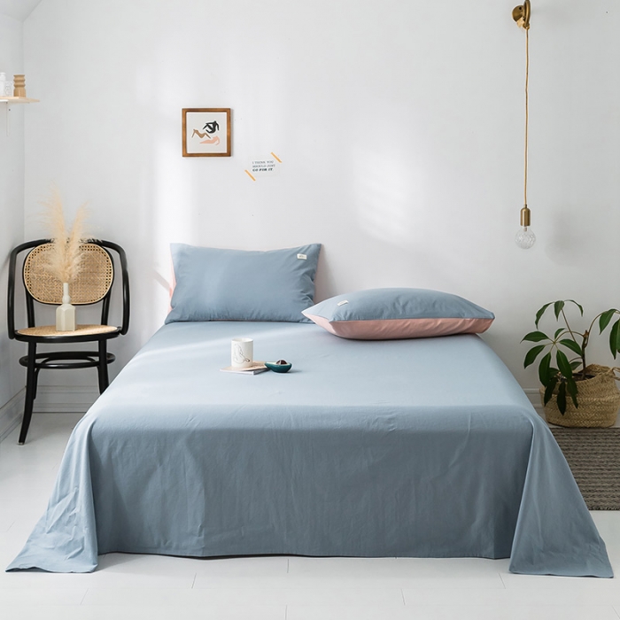 91家纺网 家纺一手货源 找家纺 蓝巢家纺 水洗棉全棉单品系列床单 湖蓝