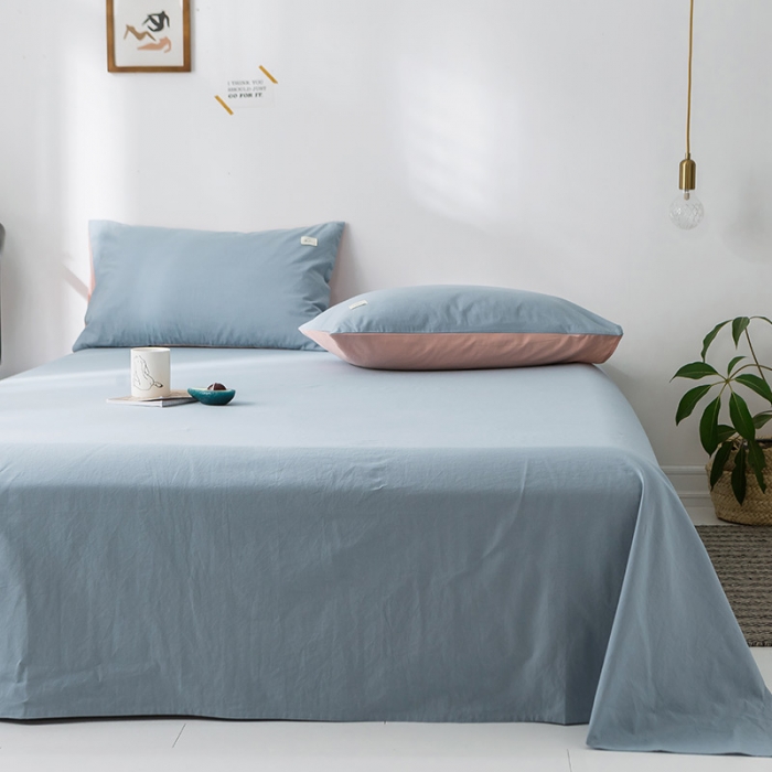 91家纺网 家纺一手货源 找家纺 蓝巢家纺 水洗棉全棉单品系列床单 湖蓝