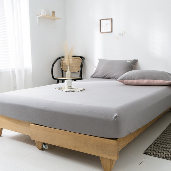 91家纺网 家纺一手货源 找家纺 蓝巢家纺 水洗棉全棉单品系列床笠 浅灰