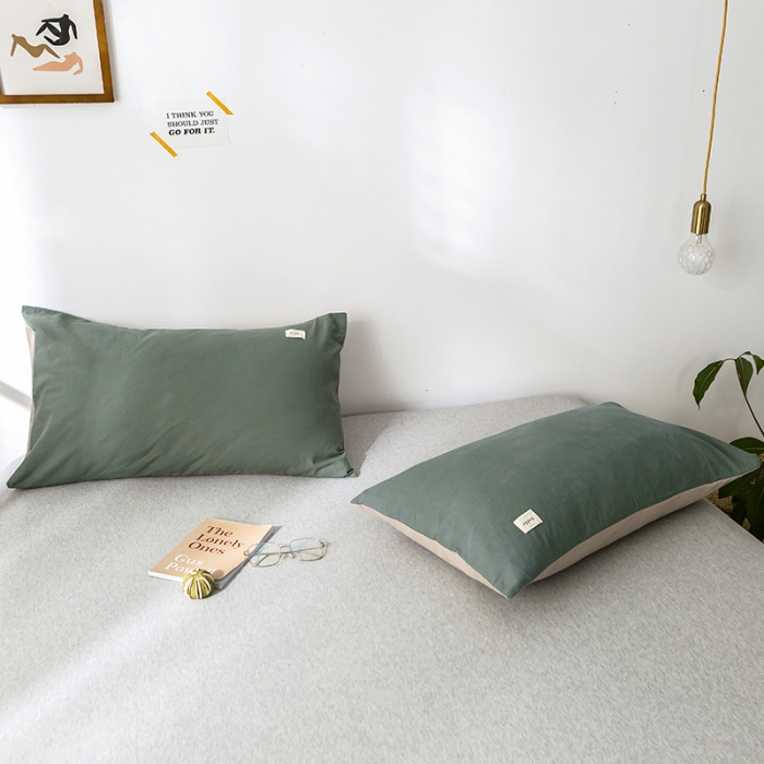 91家纺网 家纺一手货源 找家纺 蓝巢家纺 水洗棉全棉单品系列枕套一对 绿卡其