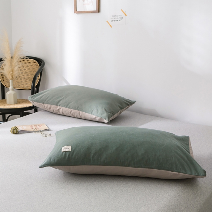 91家纺网 家纺一手货源 找家纺 蓝巢家纺 水洗棉全棉单品系列枕套一对 绿卡其