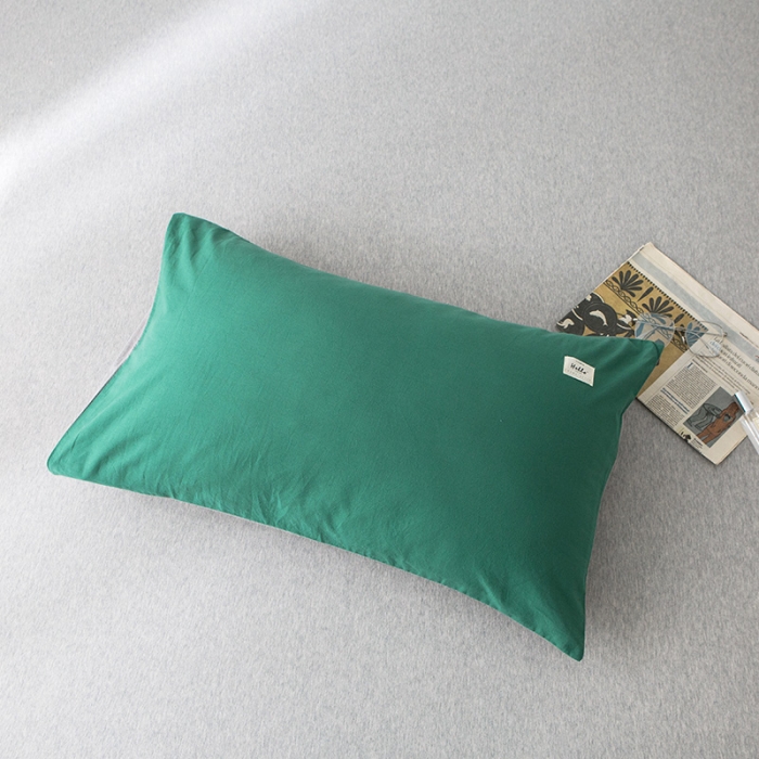 91家纺网 家纺一手货源 找家纺 蓝巢家纺 水洗棉全棉单品系列枕套一对 墨绿浅灰