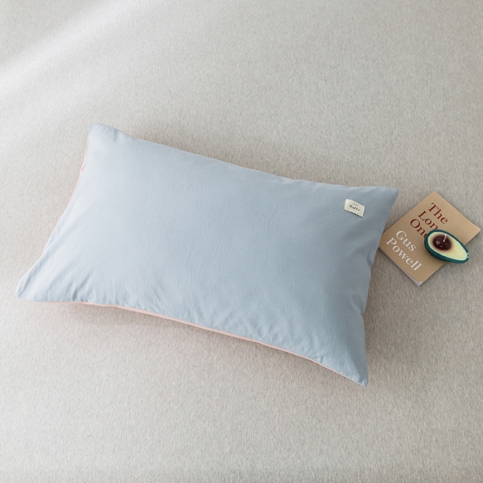 91家纺网 家纺一手货源 找家纺 蓝巢家纺 水洗棉全棉单品系列枕套一对 浅蓝粉