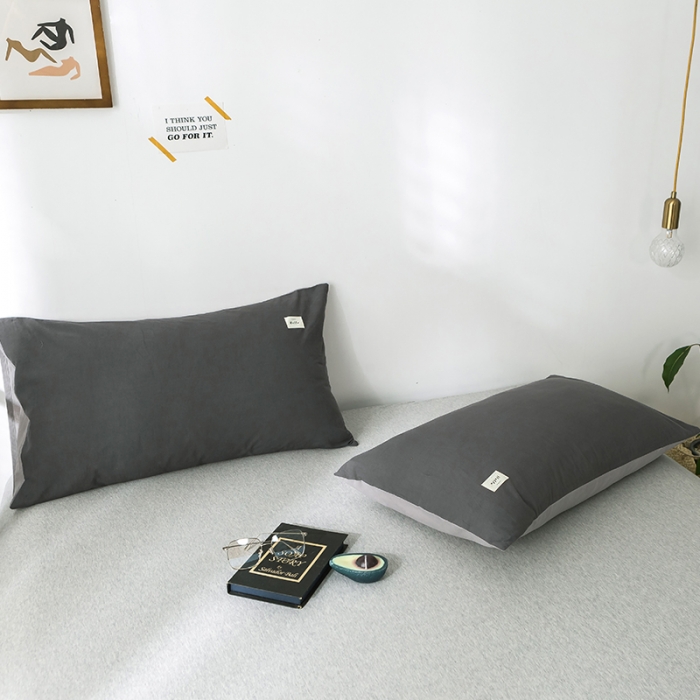 91家纺网 家纺一手货源 找家纺 蓝巢家纺 水洗棉全棉单品系列枕套一对 深灰浅灰