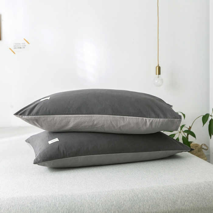 91家纺网 家纺一手货源 找家纺 蓝巢家纺 水洗棉全棉单品系列枕套一对 深灰浅灰