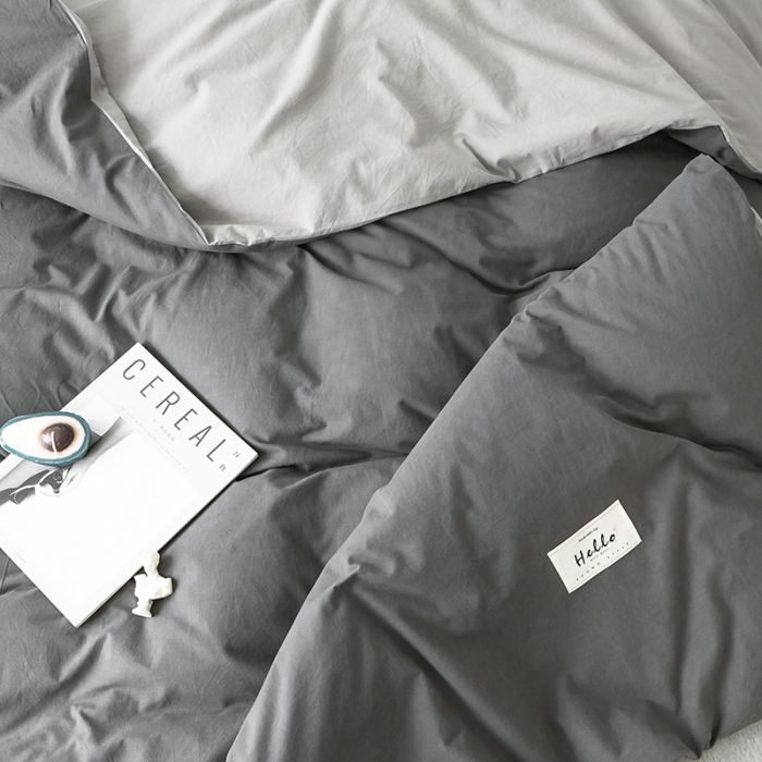 91家纺网 家纺一手货源 找家纺 蓝巢家纺 水洗棉全棉单品系列被套 深灰浅灰