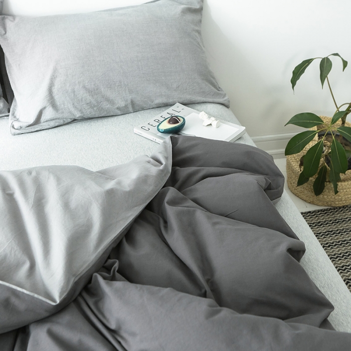 91家纺网 家纺一手货源 找家纺 蓝巢家纺 水洗棉全棉单品系列被套 深灰浅灰