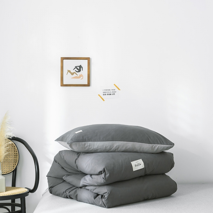 91家纺网 家纺一手货源 找家纺 蓝巢家纺 水洗棉全棉单品系列被套 深灰浅灰