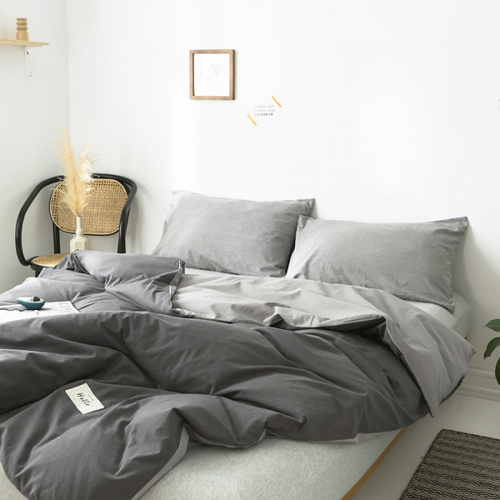 91家纺网 家纺一手货源 找家纺 蓝巢家纺 水洗棉全棉单品系列被套 深灰浅灰