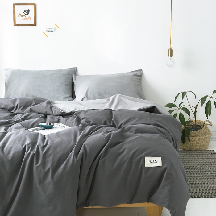 91家纺网 家纺一手货源 找家纺 蓝巢家纺 水洗棉全棉单品系列被套 深灰浅灰