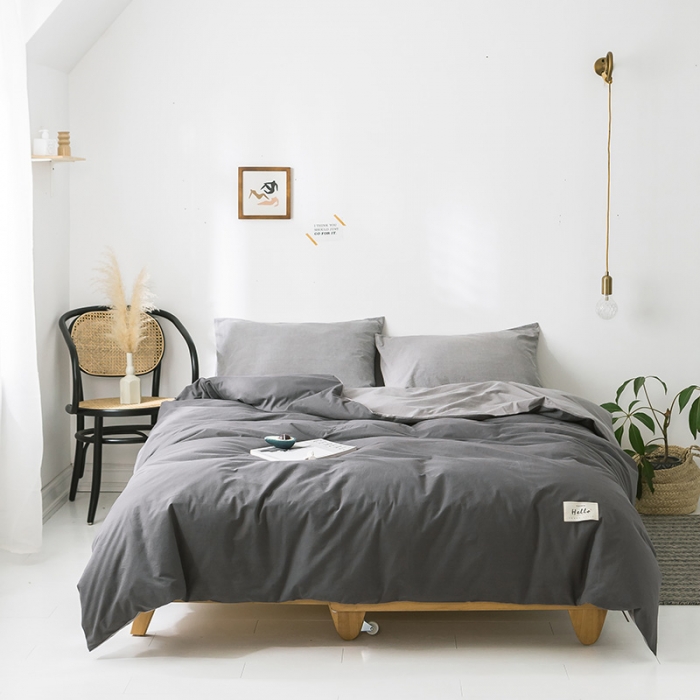 91家纺网 家纺一手货源 找家纺 蓝巢家纺 水洗棉全棉单品系列被套 深灰浅灰