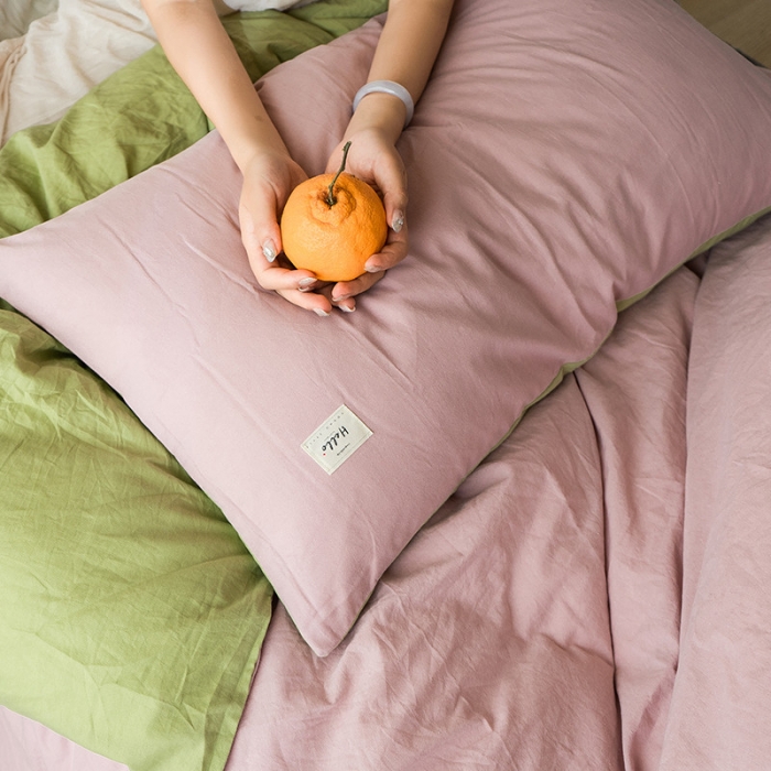 91家纺网 家纺一手货源 找家纺 蓝巢家纺 全棉水洗棉学生季三件套 豆沙抹茶