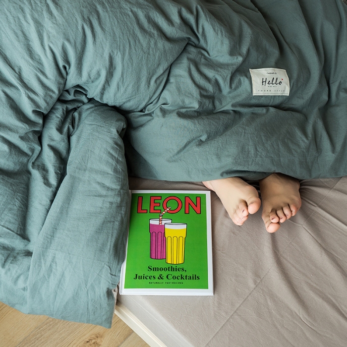 91家纺网 家纺一手货源 找家纺 蓝巢家纺 全棉水洗棉学生季三件套 绿卡其