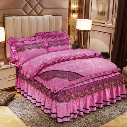 91家纺网 家纺一手货源 找家纺 （总）网红馆 2025新款天鹅绒盛世经典床裙四件套