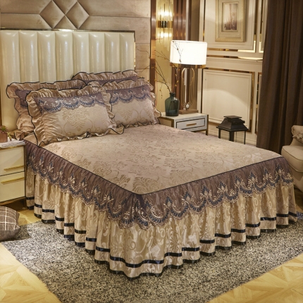 91家纺网 家纺一手货源 找家纺 网红馆 2025新款天鹅绒盛世经典单品床裙 驼色