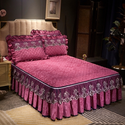 91家纺网 家纺一手货源 找家纺 网红馆 2025天鹅绒皇家风范拉链款单品床裙 豆沙