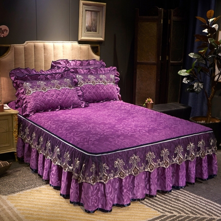 91家纺网 家纺一手货源 找家纺 网红馆 2025天鹅绒皇家风范拉链款单品床裙 魅紫