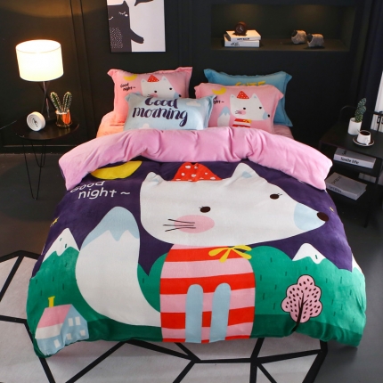 91家纺网 家纺一手货源 找家纺 （总）佰亿莱 大版法莱绒四件套