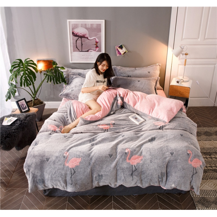 91家纺网 家纺一手货源 找家纺 佰亿莱 雪花绒四件套 蜜儿