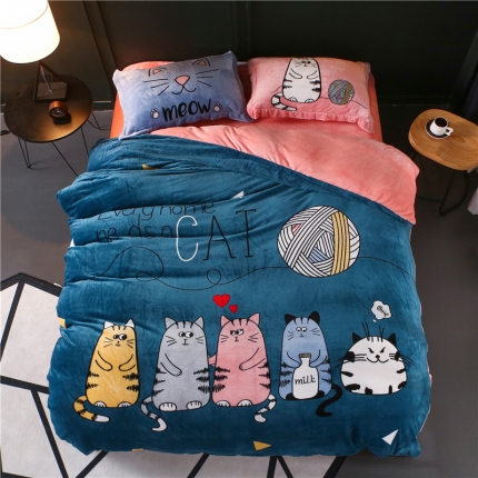 91家纺网 家纺一手货源 找家纺 佰亿莱 大版法莱绒四件套 潘多拉