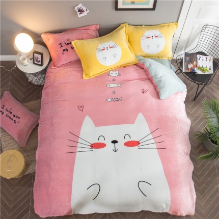 91家纺网 家纺一手货源 找家纺 佰亿莱 大版法莱绒四件套 岁月年华