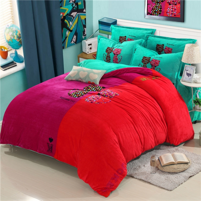 91家纺网 家纺一手货源 找家纺 佰亿莱 大版法莱绒四件套 长相依