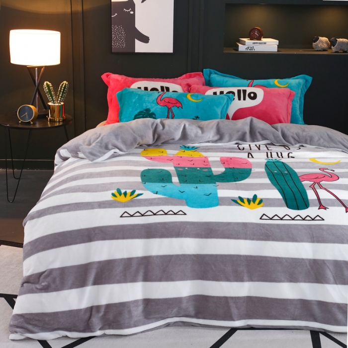 91家纺网 家纺一手货源 找家纺 佰亿莱 大版法莱绒四件套 匆匆那年