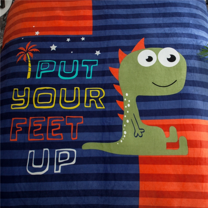 91家纺网 家纺一手货源 找家纺 佰亿莱 大版法莱绒四件套 恐龙一族