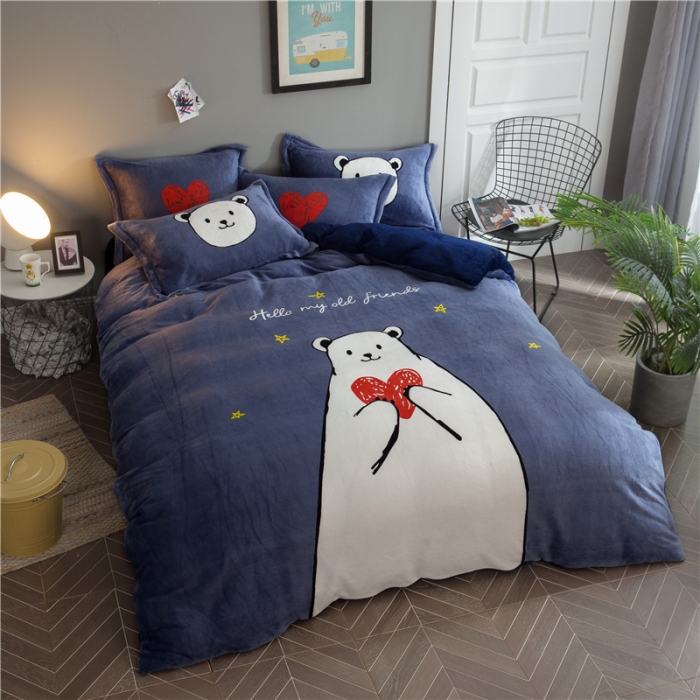 91家纺网 家纺一手货源 找家纺 佰亿莱 大版法莱绒四件套 罗拉