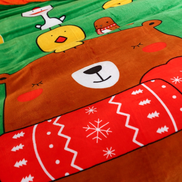 91家纺网 家纺一手货源 找家纺 佰亿莱 大版法莱绒四件套 萌萌熊