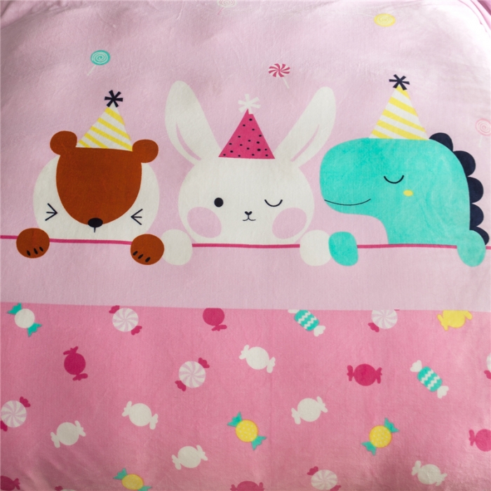 91家纺网 家纺一手货源 找家纺 佰亿莱 大版法莱绒四件套 甜蜜色彩