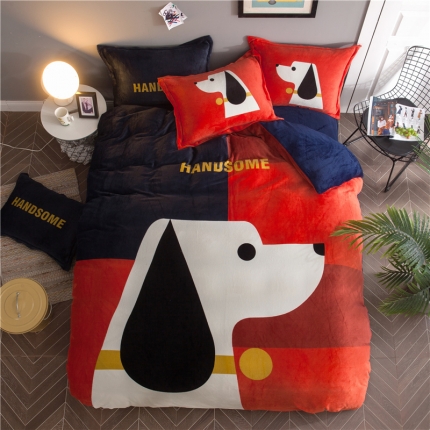 佰亿莱 大版法莱绒四件套 小美好