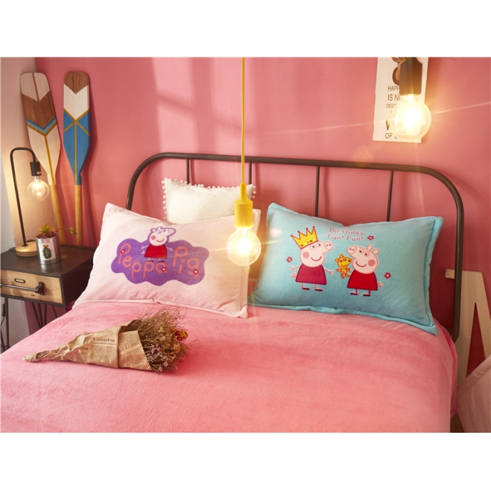 91家纺网 家纺一手货源 找家纺 佰亿莱 大版法莱绒四件套 小猪佩奇