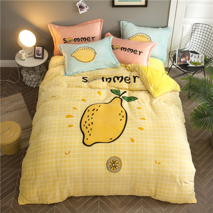 91家纺网 家纺一手货源 找家纺 佰亿莱 大版法莱绒四件套 阳光夏日