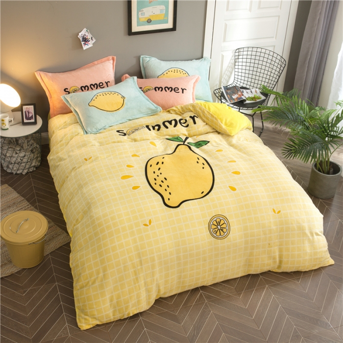 91家纺网 家纺一手货源 找家纺 佰亿莱 大版法莱绒四件套 阳光夏日