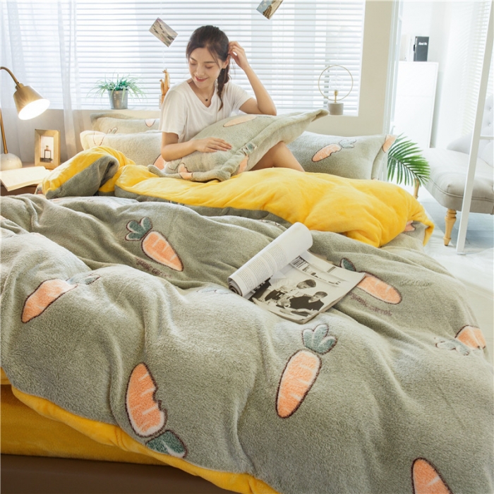 91家纺网 家纺一手货源 找家纺 佰亿莱 雪花绒四件套 开心萝卜