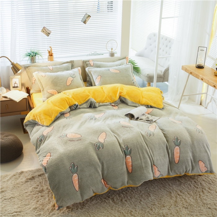 91家纺网 家纺一手货源 找家纺 佰亿莱 雪花绒四件套 开心萝卜