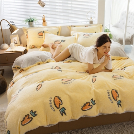 91家纺网 家纺一手货源 找家纺 佰亿莱 雪花绒四件套 可爱萝卜