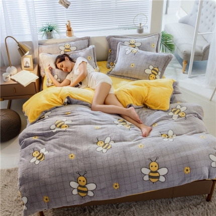 91家纺网 家纺一手货源 找家纺 佰亿莱 雪花绒四件套 小蜜蜂