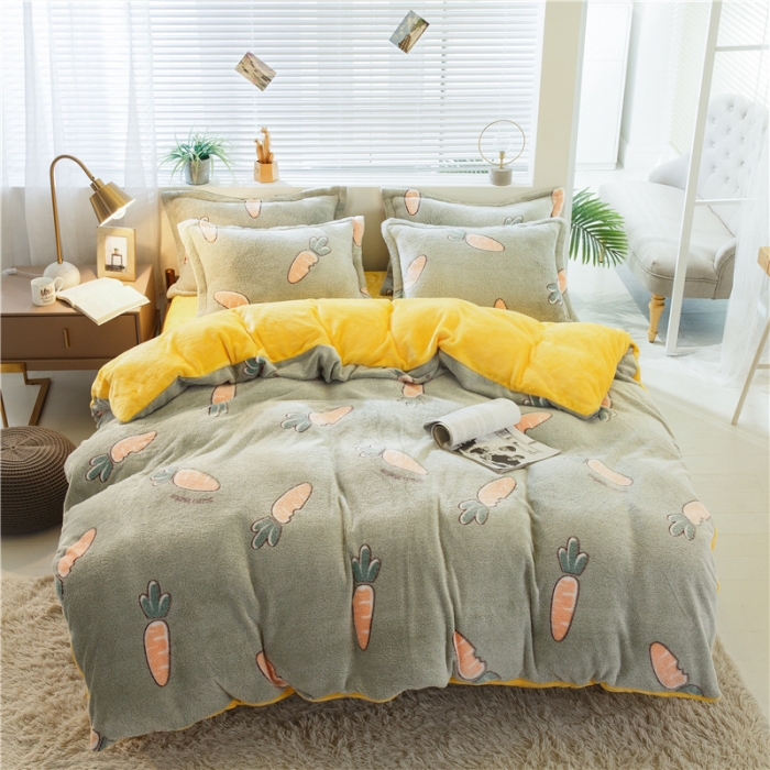 91家纺网 家纺一手货源 找家纺 佰亿莱 雪花绒四件套 开心萝卜