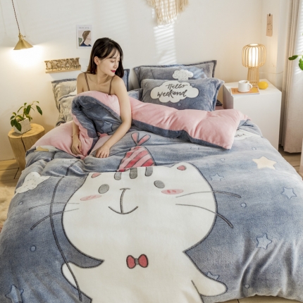 91家纺网 家纺一手货源 找家纺 （总）佰亿莱 2024雪花绒大版四件套法莱绒水晶绒宝宝绒