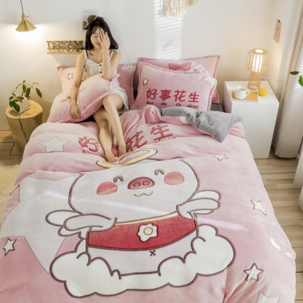 91家纺网 家纺一手货源 找家纺 （总）佰亿莱 2024雪花绒大版四件套法莱绒水晶绒宝宝绒