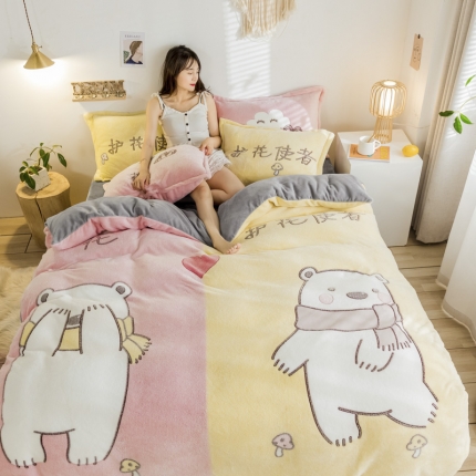 91家纺网 家纺一手货源 找家纺 （总）佰亿莱 2024雪花绒大版四件套法莱绒水晶绒宝宝绒