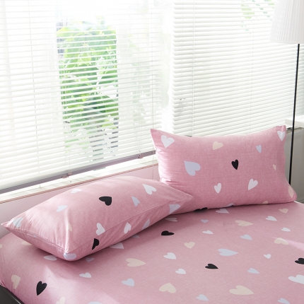 91家纺网 家纺一手货源 找家纺 宝齐莱家纺 2019全棉小清新印花单枕套一对48*74初心粉
