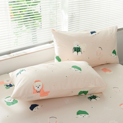 91家纺网 家纺一手货源 找家纺 （总）宝齐莱家纺 2019全棉小清新印花单枕套一对48*74