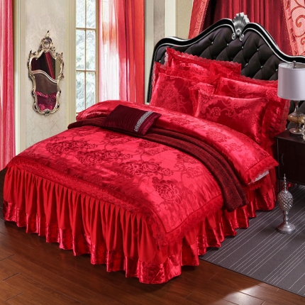 91家纺网 家纺一手货源 找家纺 （总）美织缘家纺 2022贡缎提花四件套床裙花边款