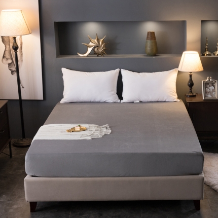 怡家居 2018新款水晶绒加厚保暖单品床笠 灰色