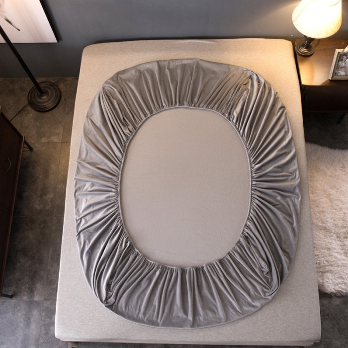 91家纺网 家纺一手货源 找家纺 怡家居 2018新款水晶绒加厚保暖单品床笠 灰色